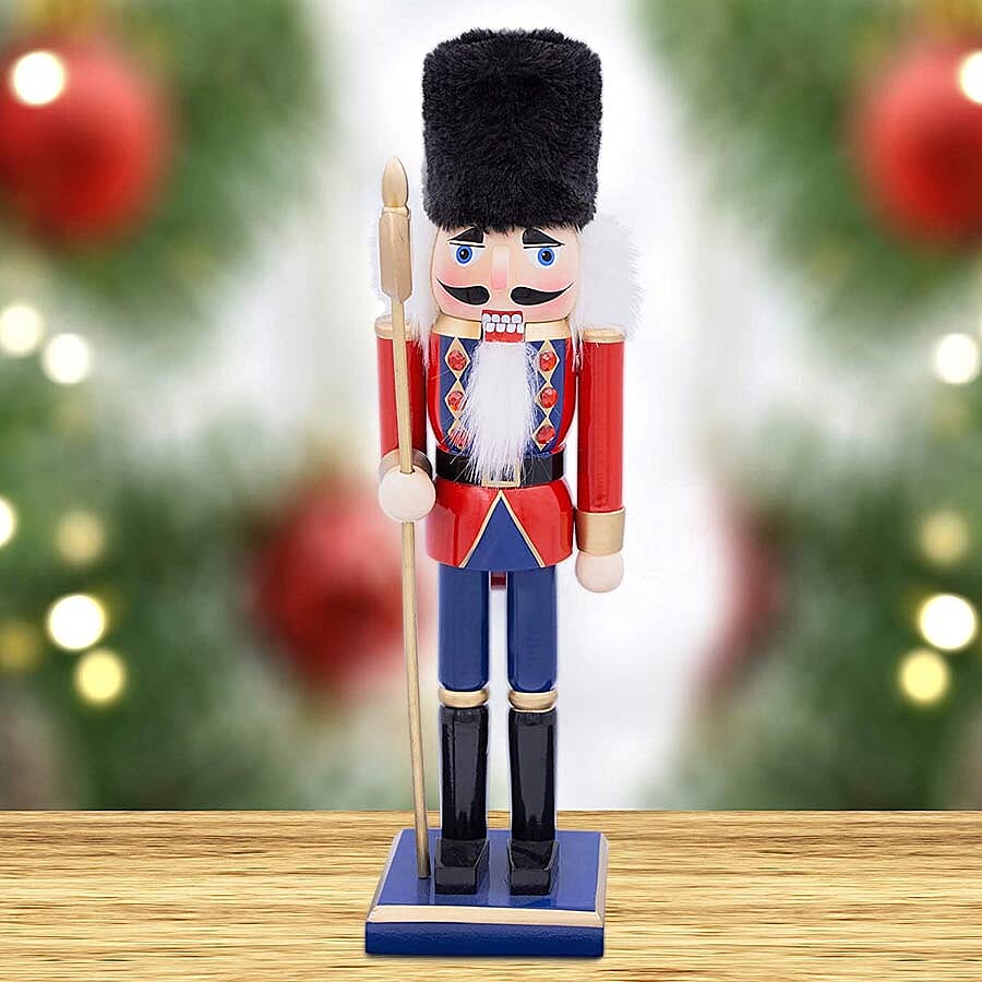 30cm Wooden Nutcracker - Red, Black & Multi