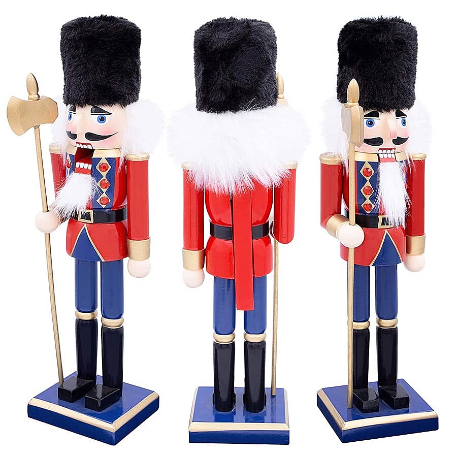 30cm Wooden Nutcracker - Red, Black & Multi
