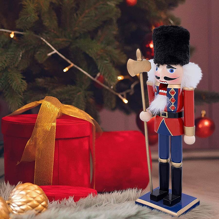 30cm Red Black and Multi Wooden Nutcracker
