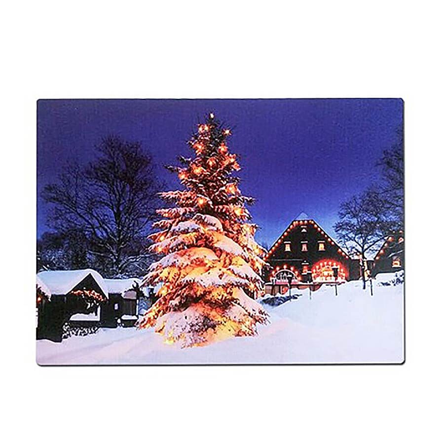 Christmas Tree 10 Warm White LED Canvas (Size 60x40 Cm) (2xAA Battery not Included)