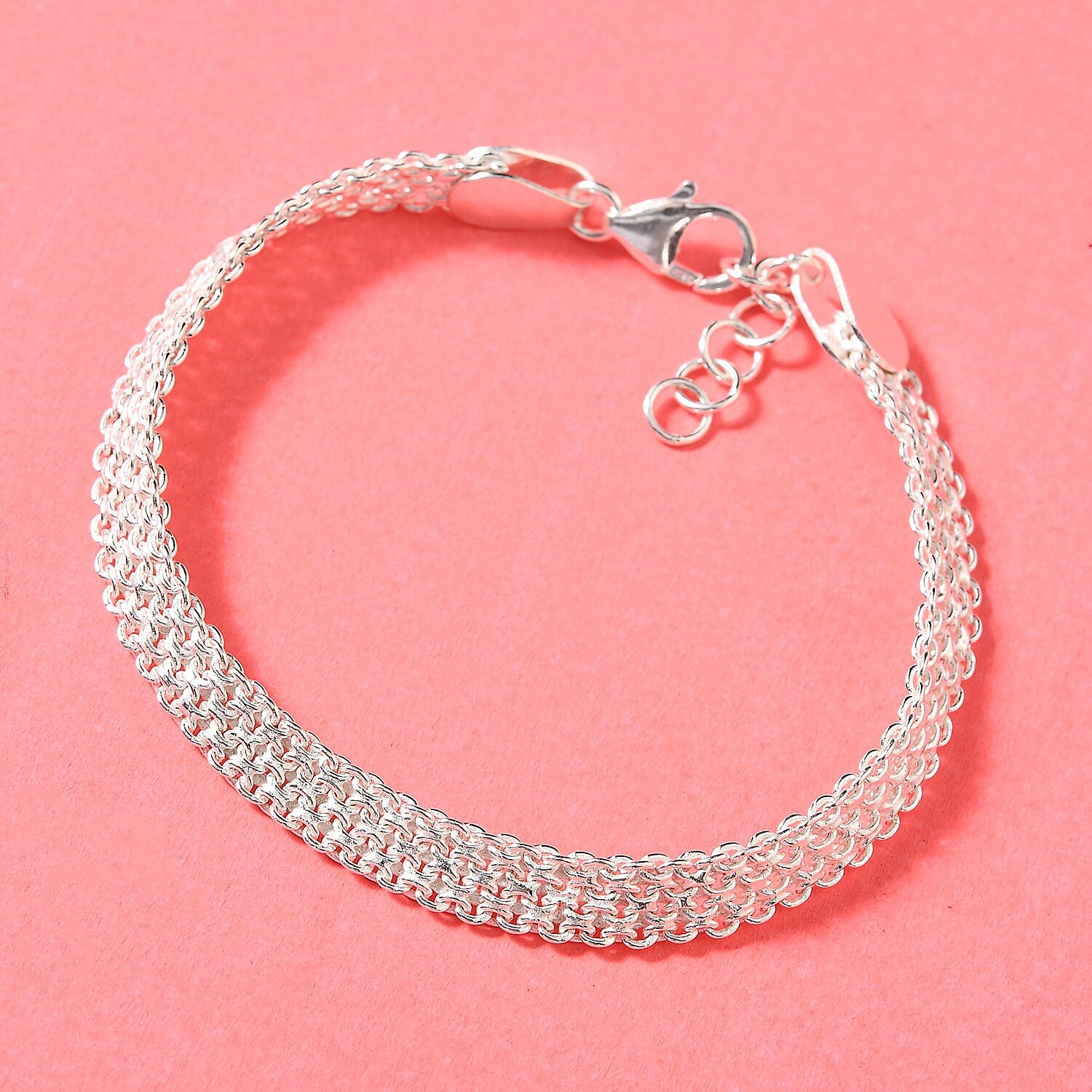 Sterling Silver Mesh Bracelet (Size 8.5 with Extender), Sliver Wt. 10.32 Gms