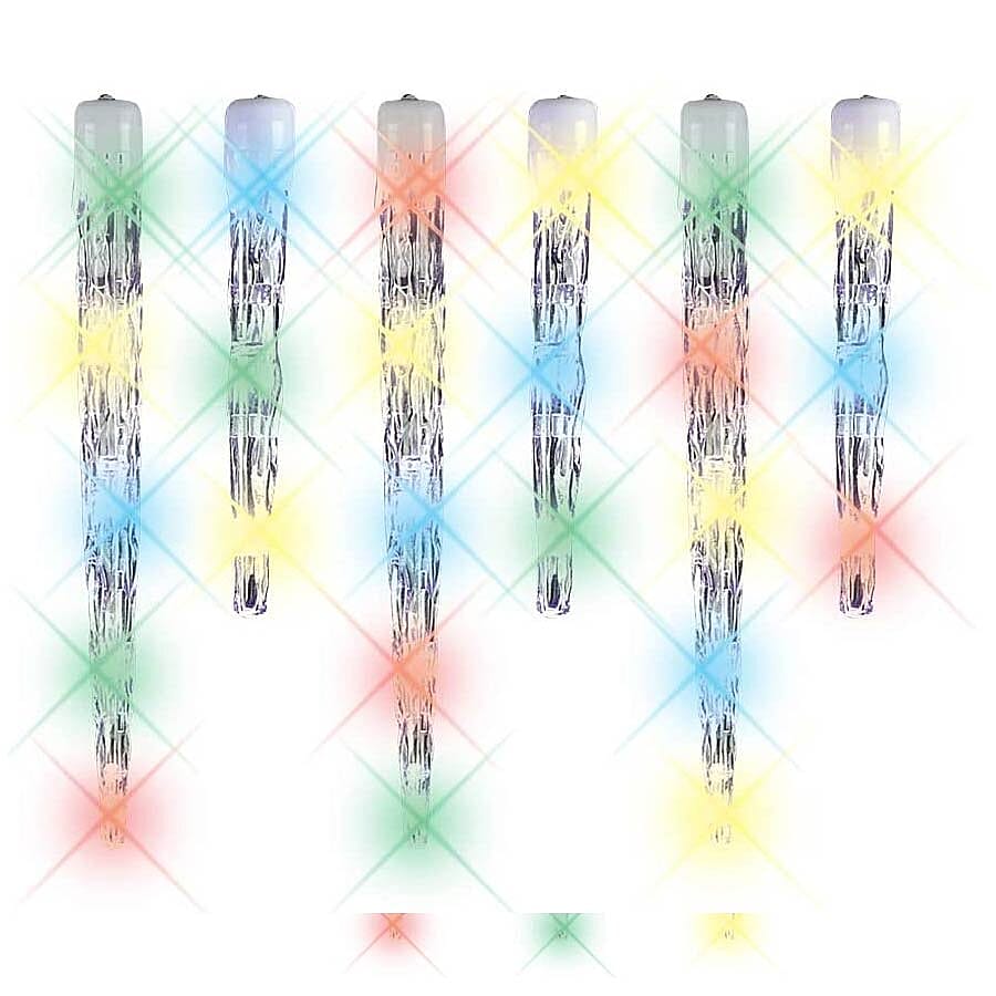 Indoor/Outdoor 12 LED Icicle Battery Operated Timer Chaser Lights - Multi Coloured (3C Battery not Included) - 1.65m plus