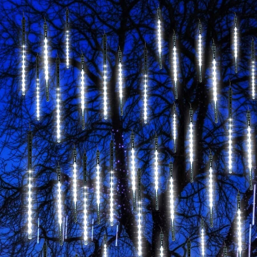 Indoor/Outdoor 12 LED Icicle Battery Operated Timer Lights - White (3C Battery not Included) 1.65m plus