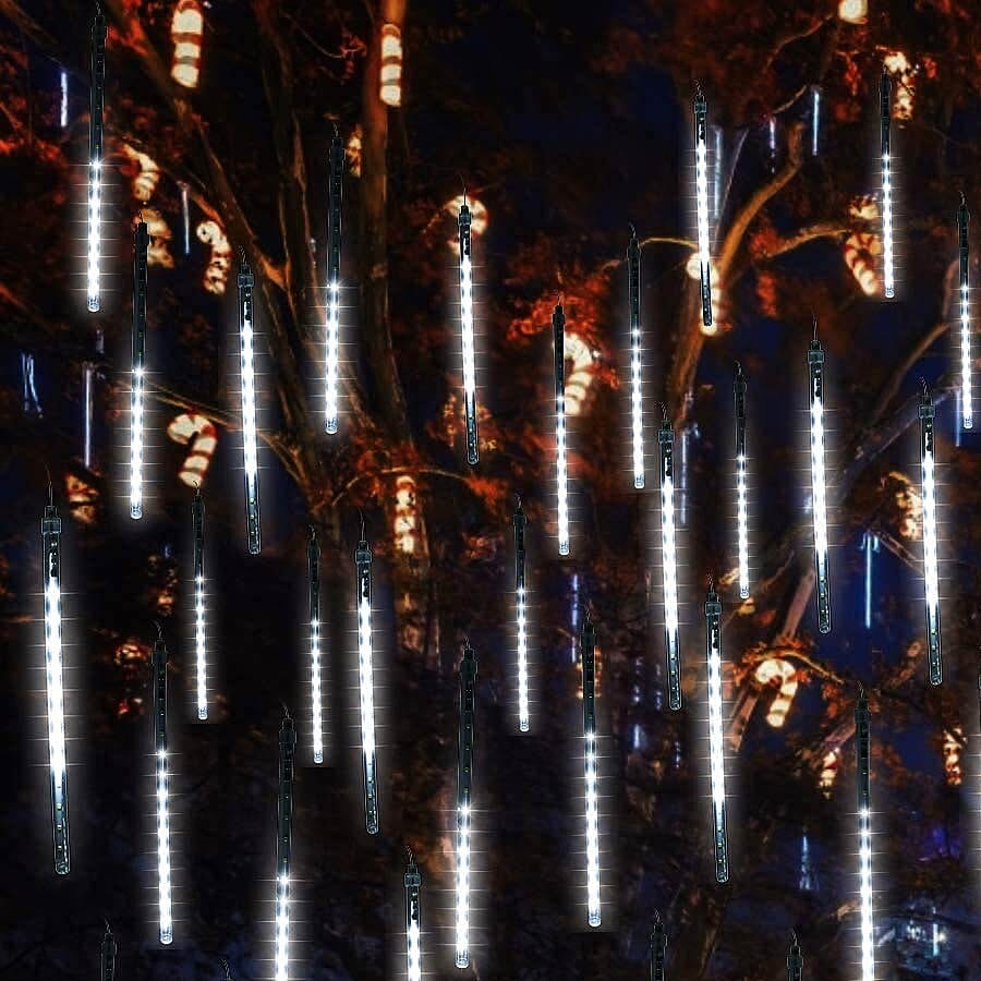 Indoor/Outdoor 12 LED Icicle Battery Operated Timer Lights - White (3C Battery not Included) 1.65m plus