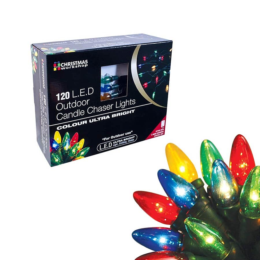 25 LED Outdoor Battery Operated Candle Timer Chaser - Multi Colour (3C Battery not Included)