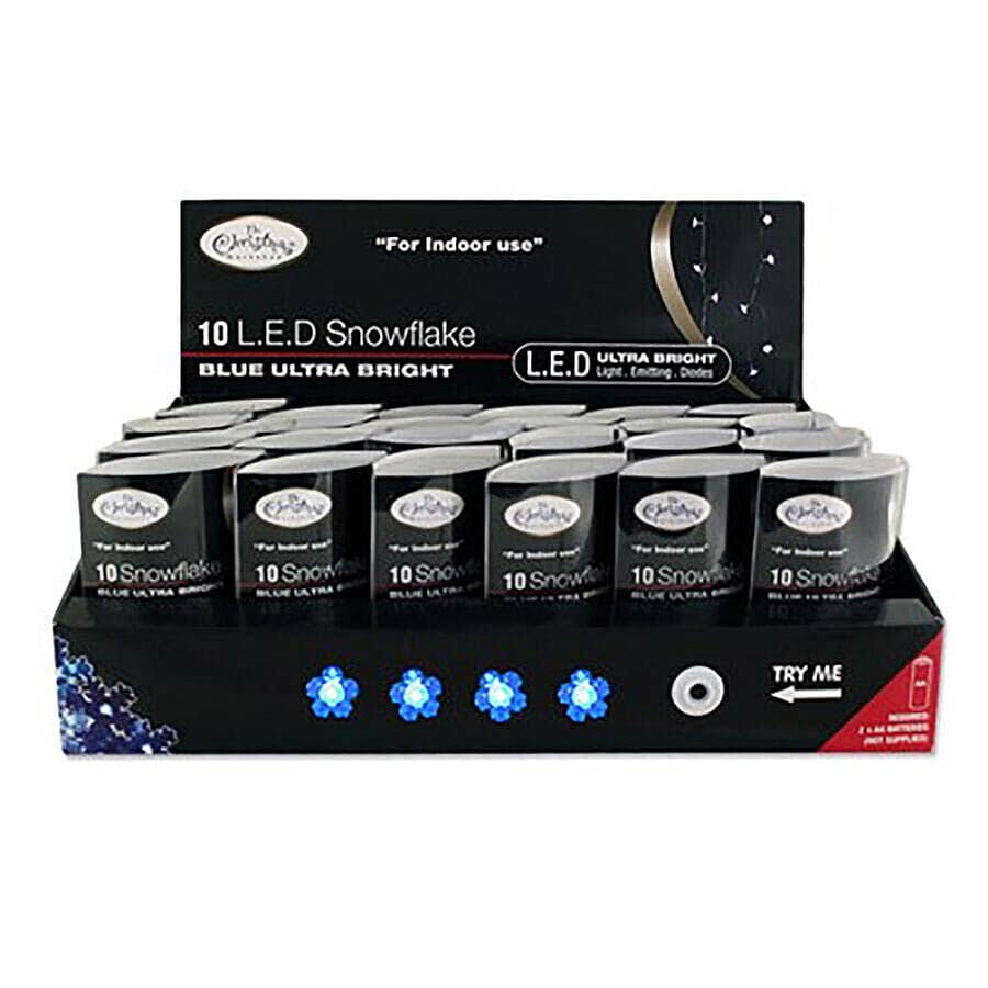 10 Blue Snowflake LED Battery Operated Lights (2xAA Battery not Included)