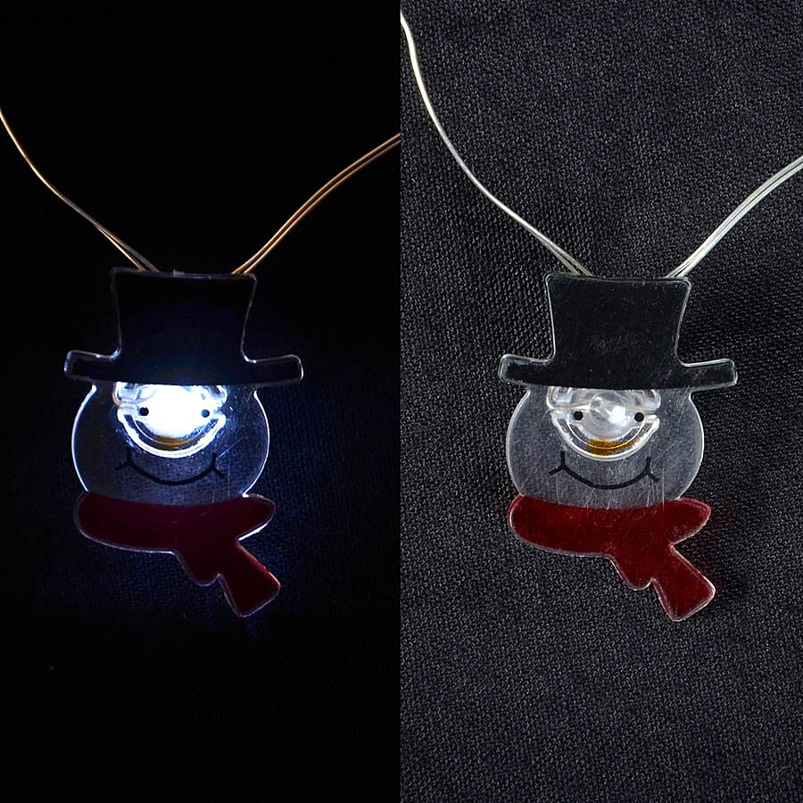 20 Micro LED Snowman String Lights - (Size 40cm) - Warm White (2xAA Battery not Included)