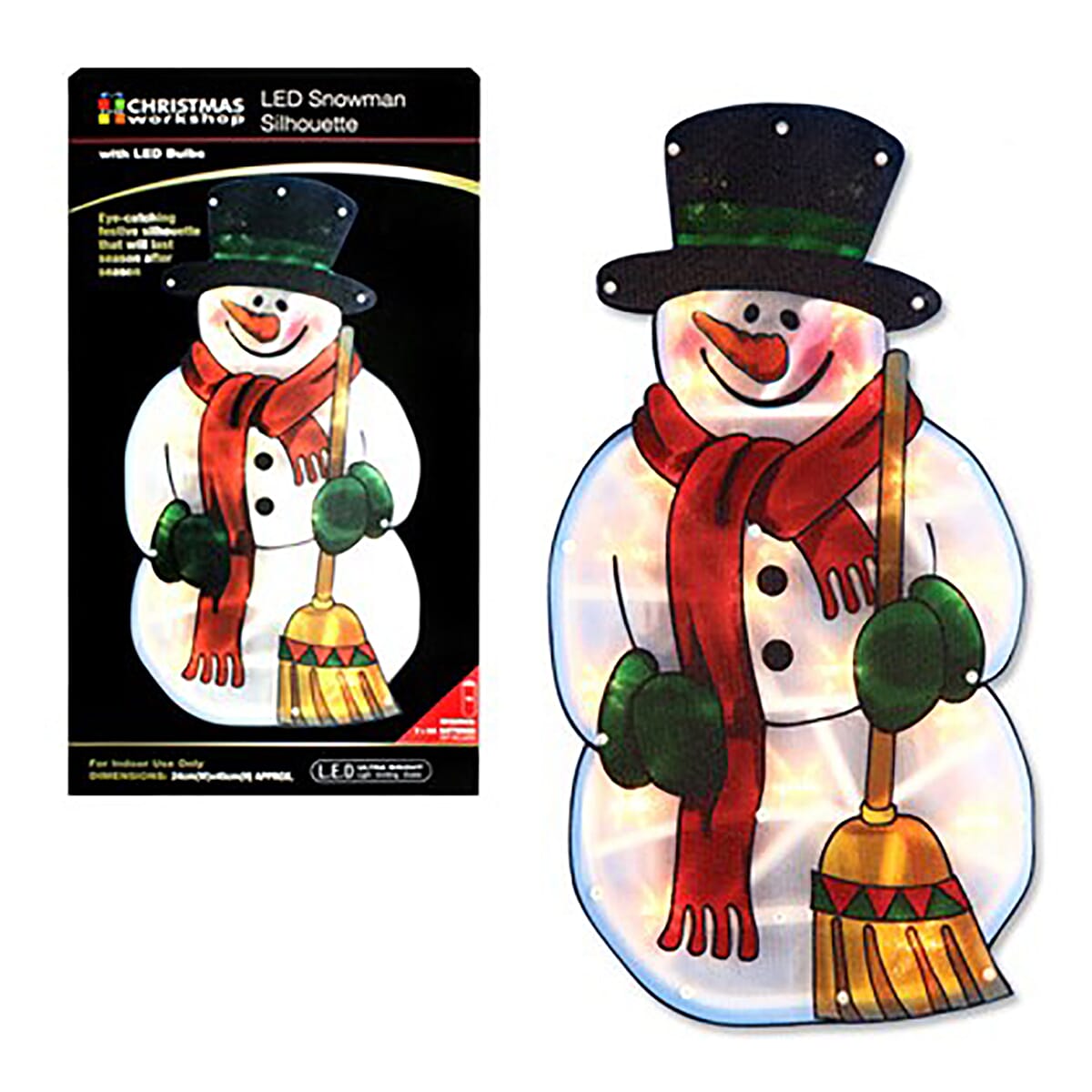 Battery Operated Snowman Metallic Silhouette  Window Light (Size 24x45 Cm)