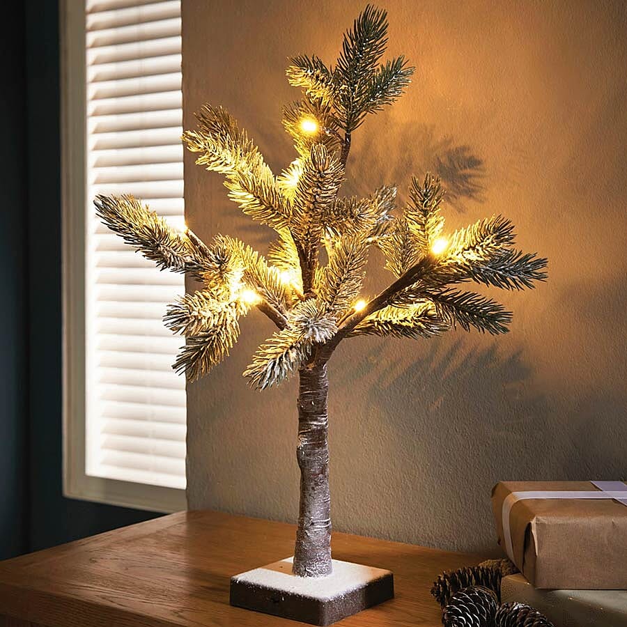 Battery Operated 50cm LED Christmas Tree with Snow (12 x Warm White LED)