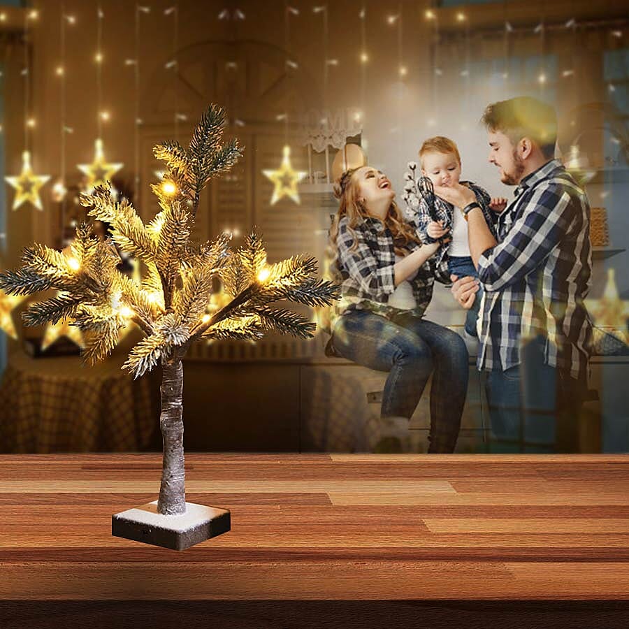 Battery Operated 50cm LED Christmas Tree with Snow (12 x Warm White LED)