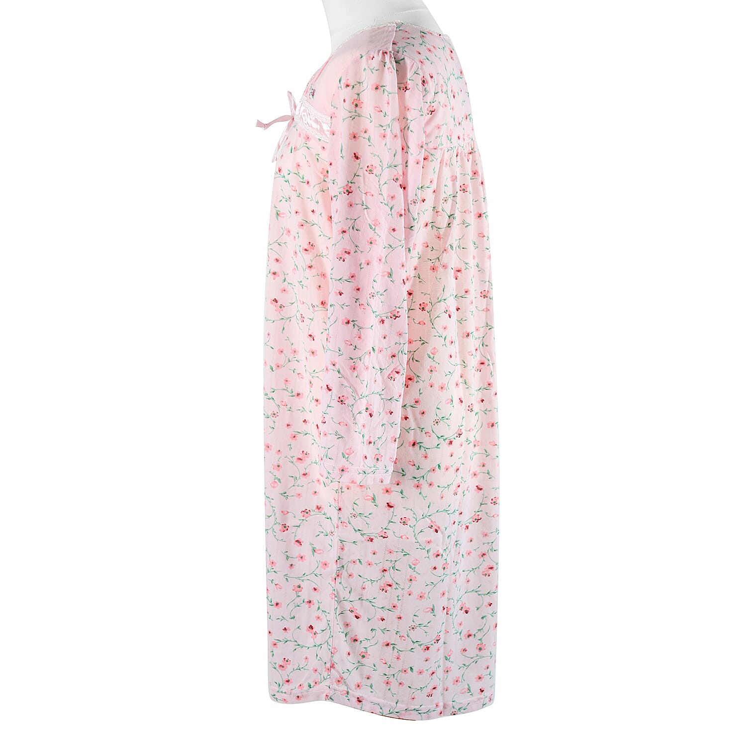 Amanda Paige Sleepwear Pink Soft Knit Nightgown in Floral Pattern with Cap Sleeves (Size M: 12-14)