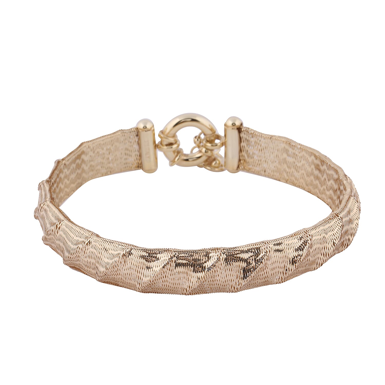 Made in Italy- 9K Yellow Gold Slash Bracelet (Size 7.5 Inch with 1 inch Extender)