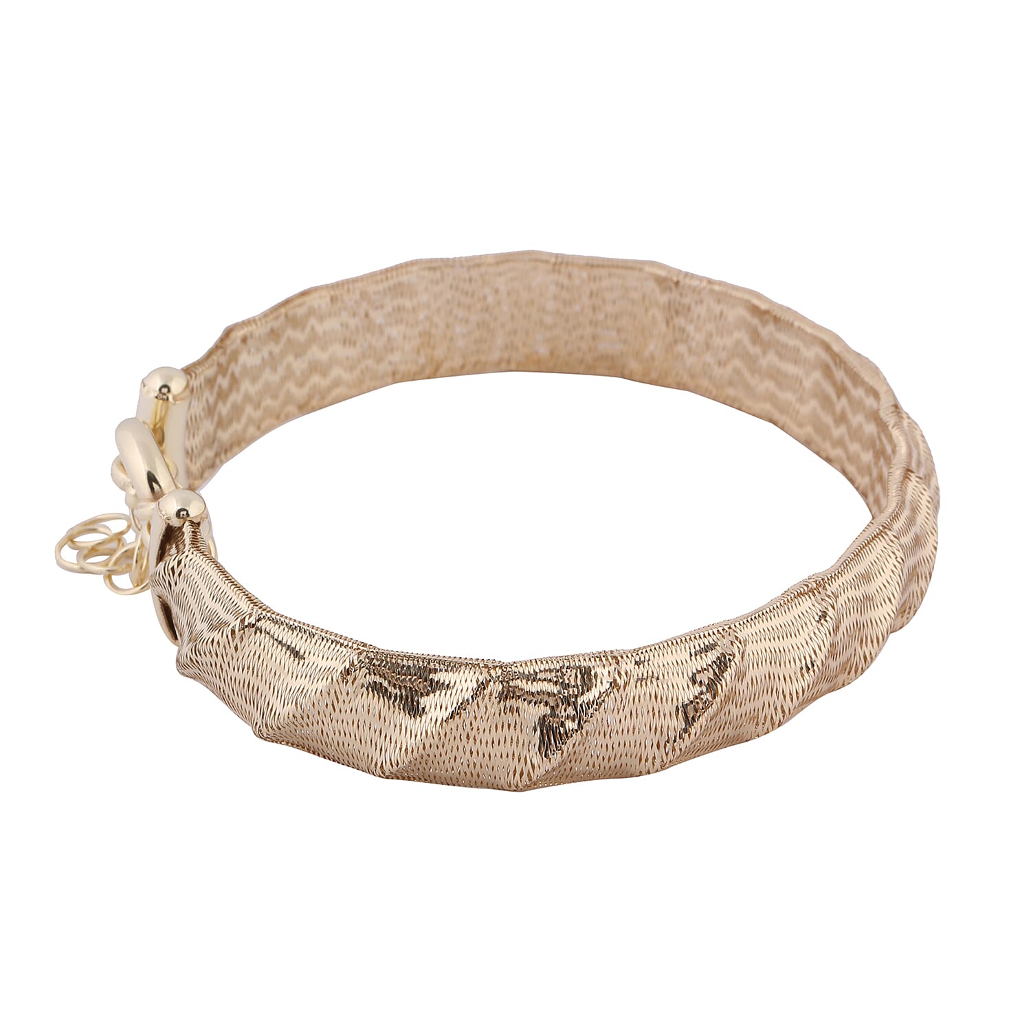 Made in Italy- 9K Yellow Gold Slash Bracelet (Size 7.5 Inch with 1 inch Extender)