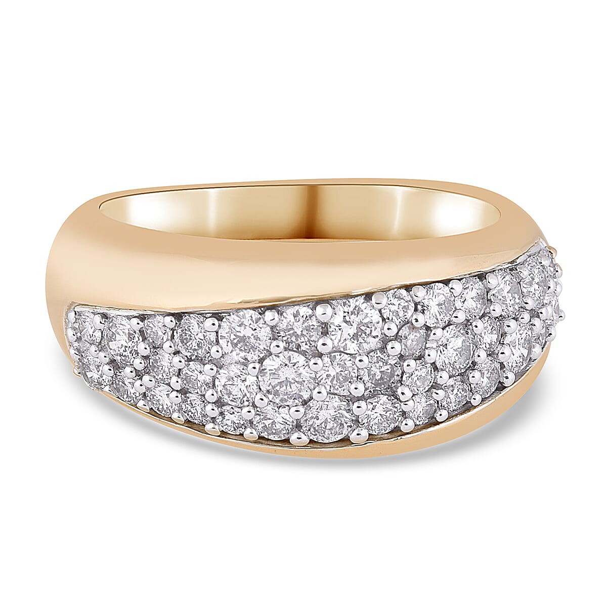 NY Close Out 14K Yellow Gold White Diamond (I1/12 G-H) Ring 1.00 Ct, Gold  wt. 5.80 Gms