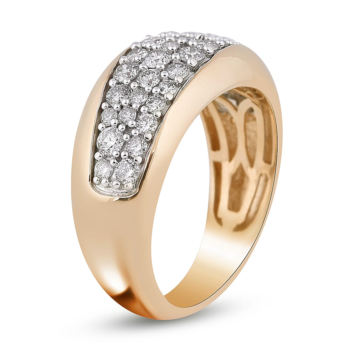 NY Close Out 14K Yellow Gold White Diamond (I1/12 G-H) Ring 1.00 Ct, Gold  wt. 5.80 Gms
