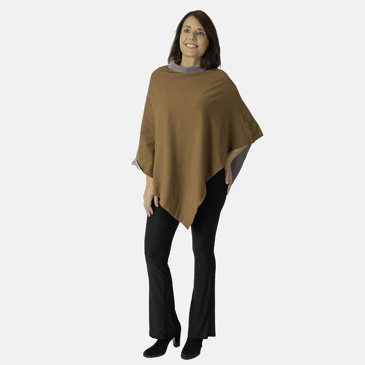 Kris Ana Contrast Black and Grey Poncho (60x75cm)