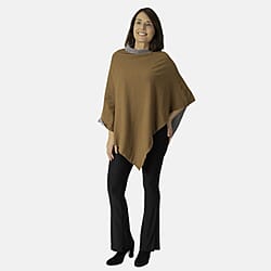 Kris Ana Contrast Taupe and Beige Poncho (60x75cm)