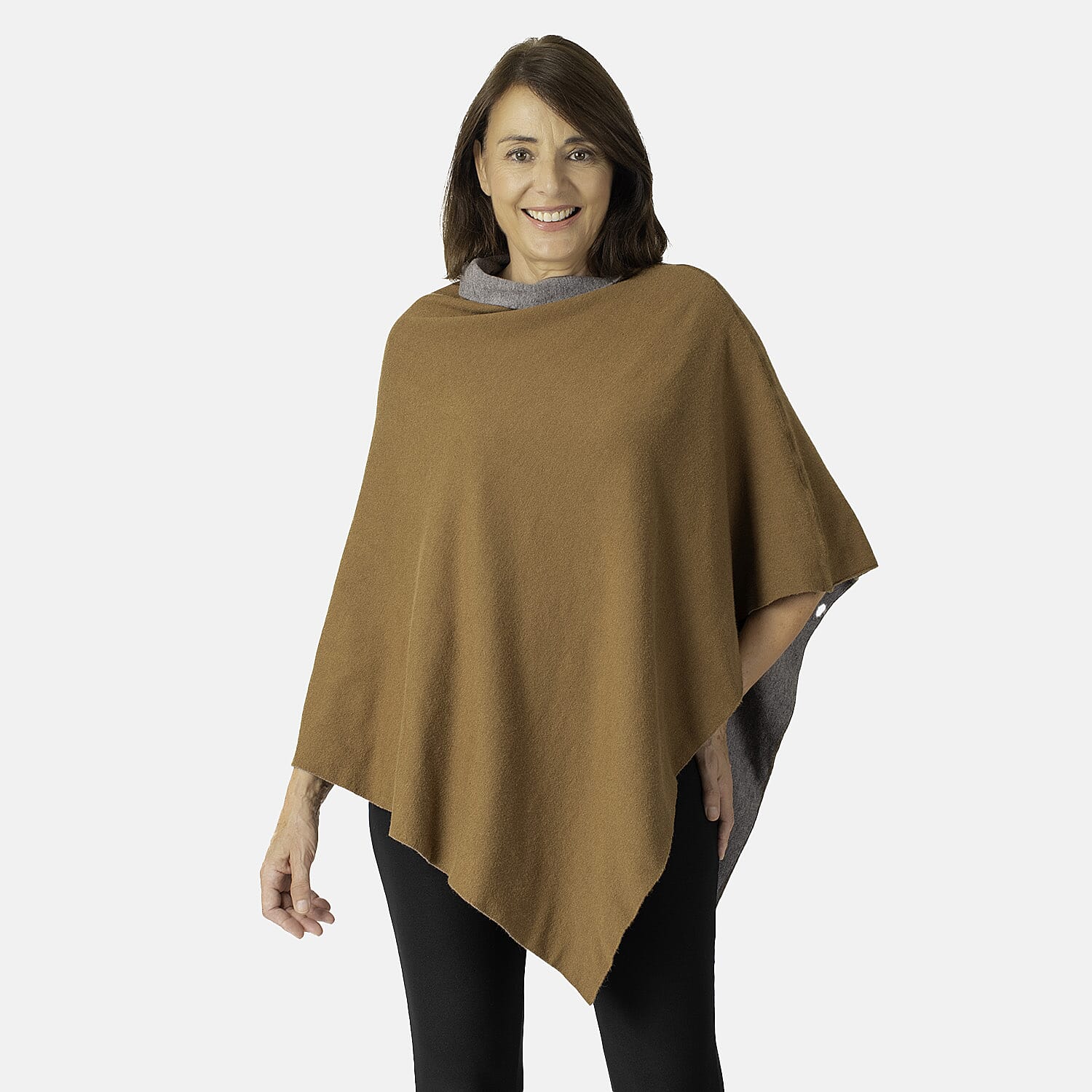 Kris Ana Contrast Black and Grey Poncho (60x75cm)