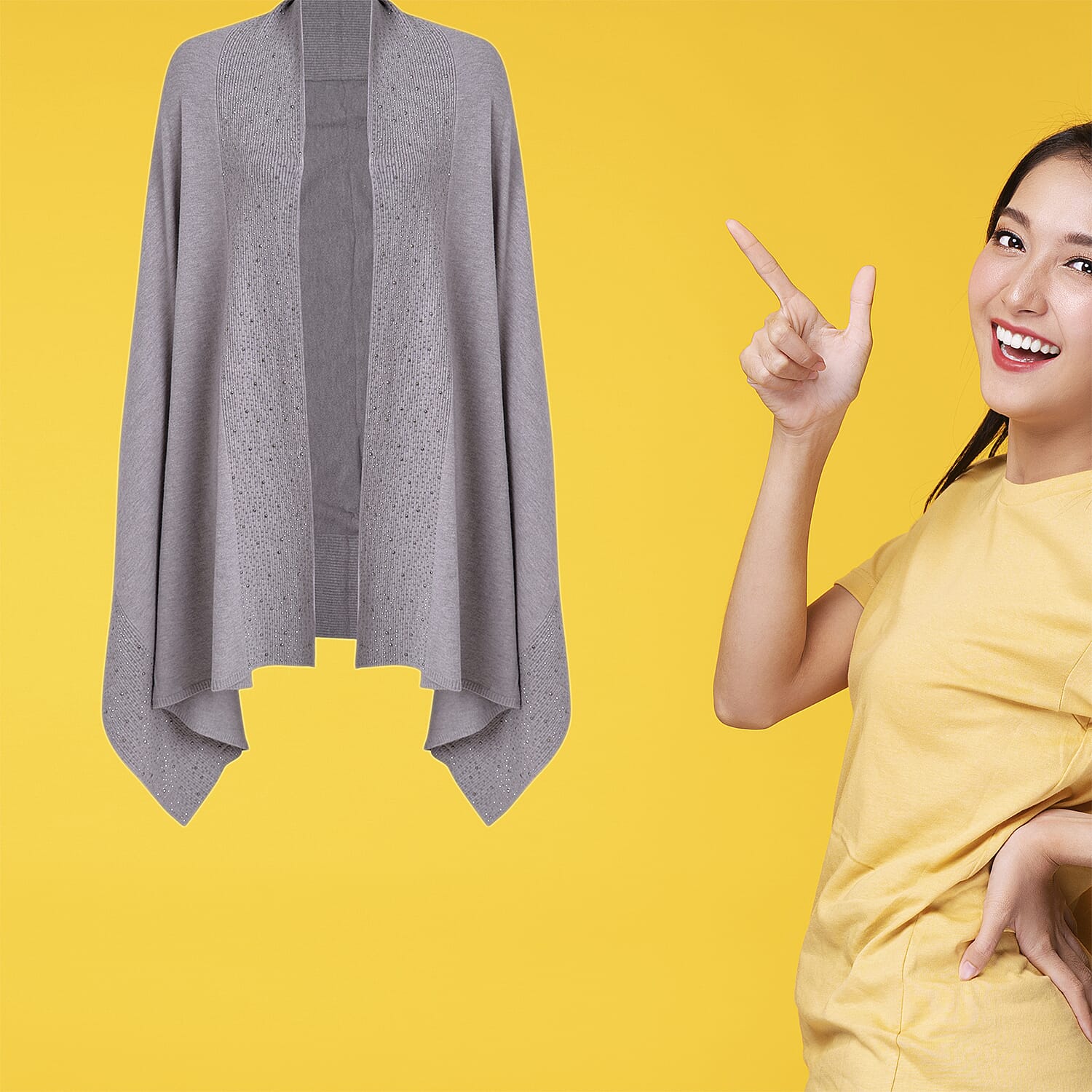 Kris Ana Scattered Shawl One Size (8-16, 170x75cm) - Grey