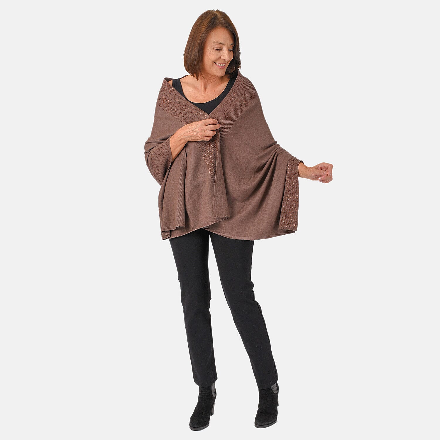 Kris Ana Scattered Shawl One Size (8-16, 170x75cm) - Taupe