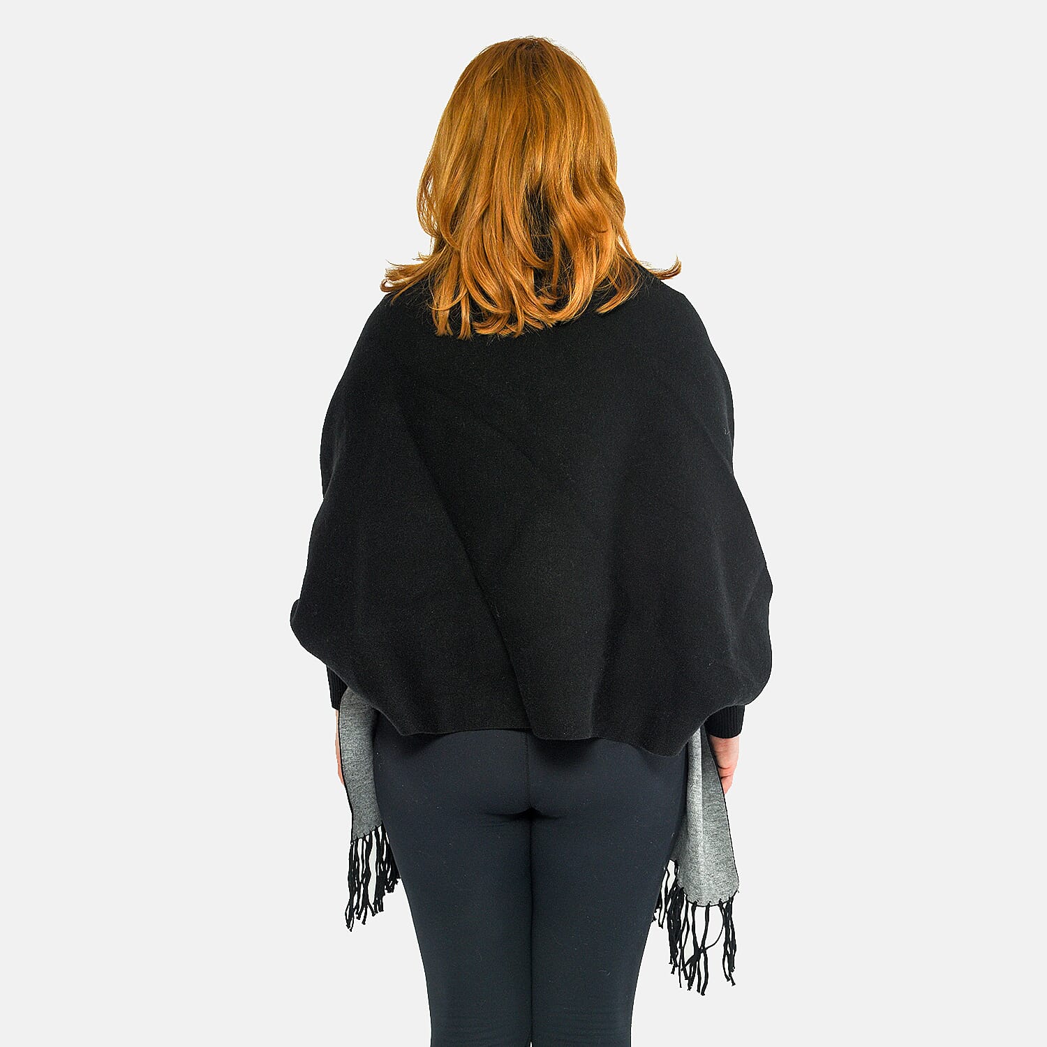 Kris Ana Wrap with Tassels (Size One, 8-18) - Black and Grey