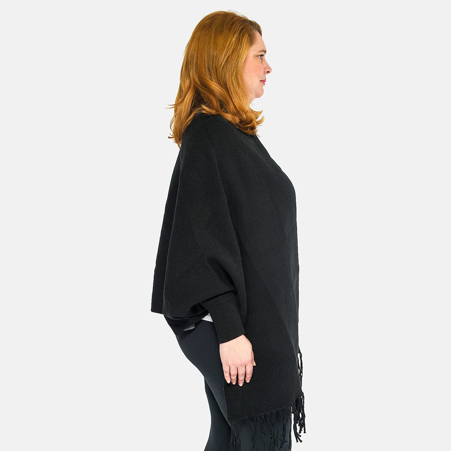 Kris Ana Wrap with Tassels (Size One, 8-18) - Black and Grey
