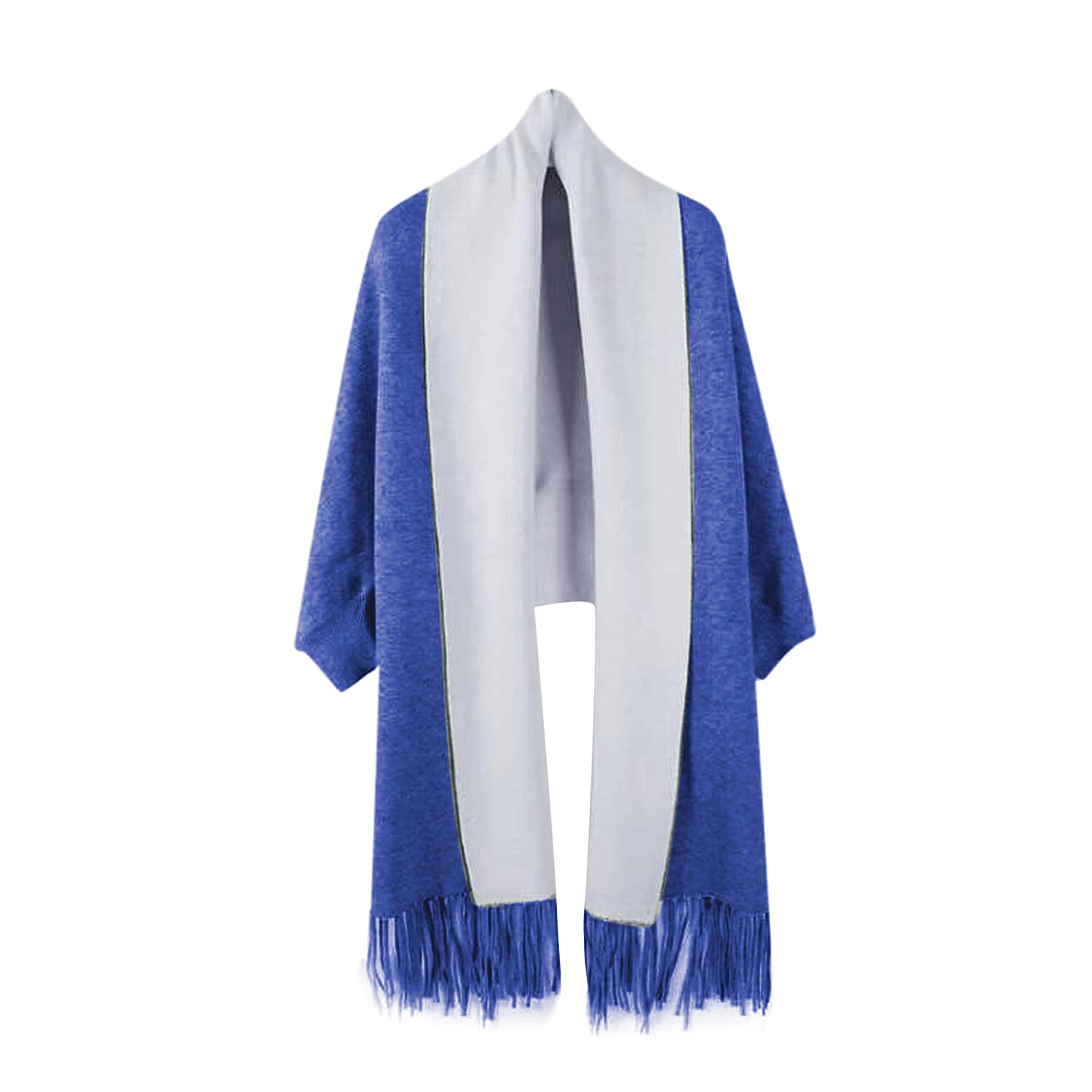 Kris Ana Wrap with Tassels (Size One, 8-18) - Cobalt and Grey