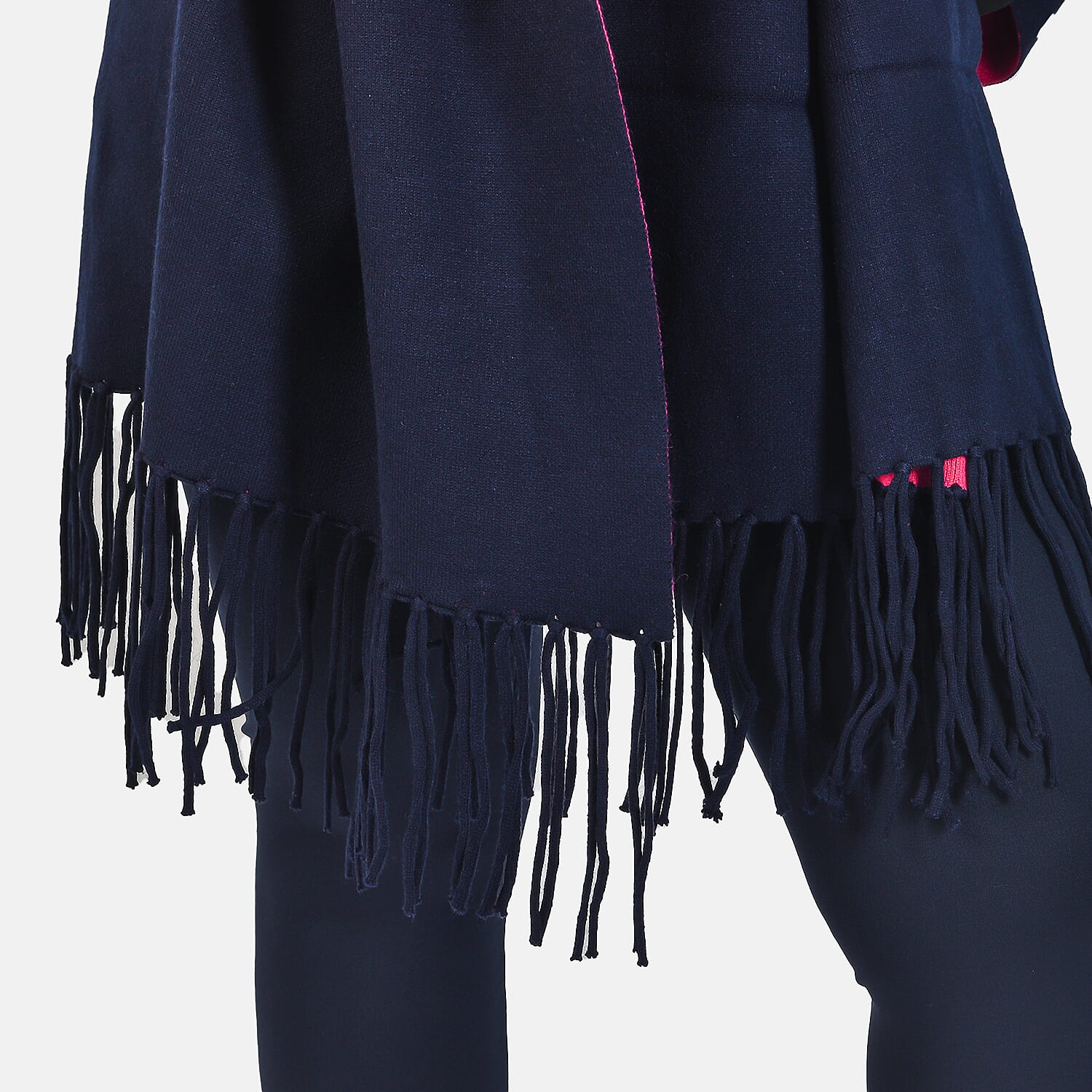 Kris Ana Wrap with Tassels (Size One, 8-18) - Navy and Fuschia