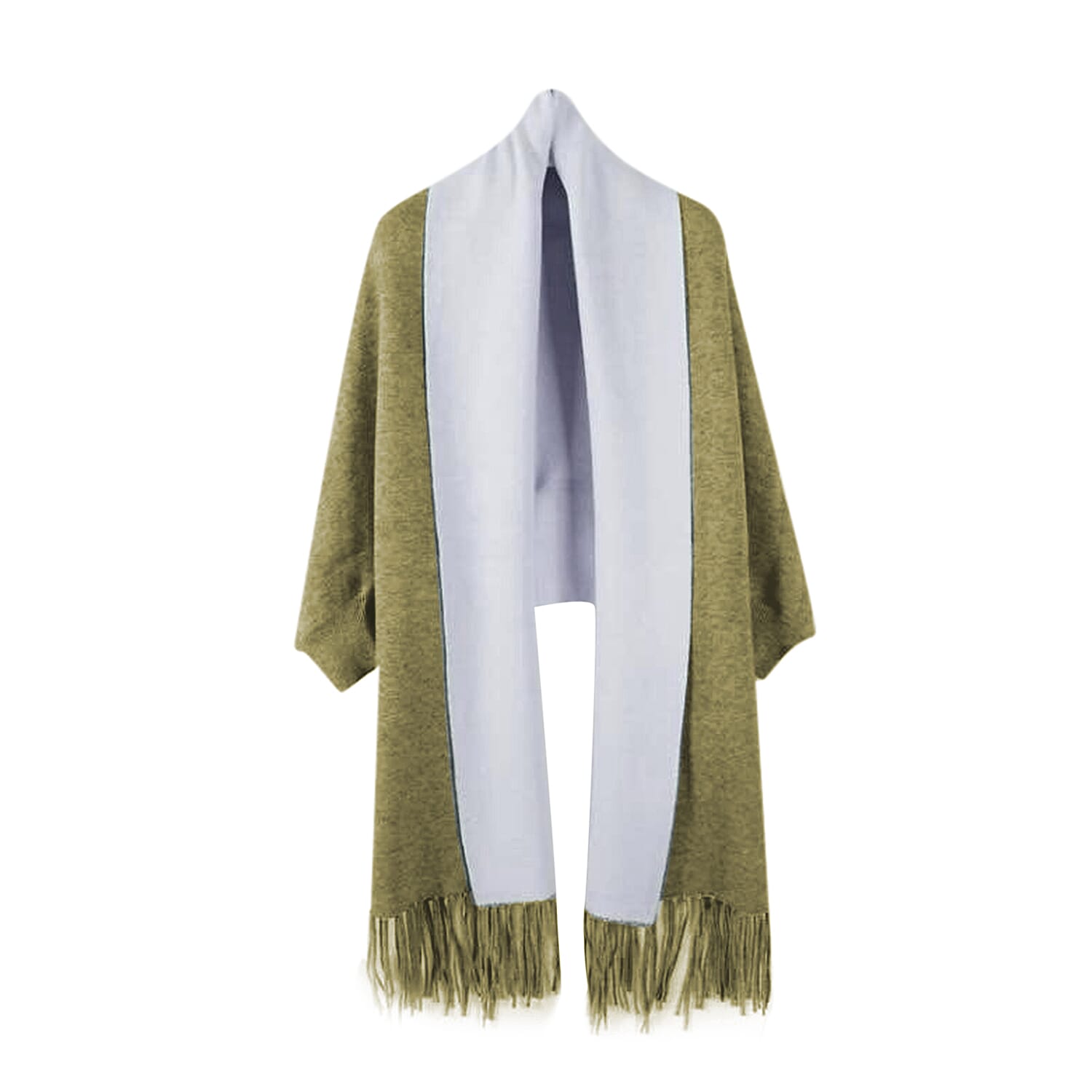 Kris Ana Wrap with Tassels (Size One, 8-18) - Khaki and Grey