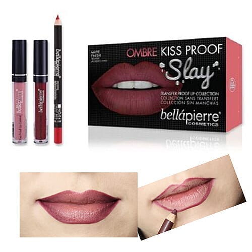 Bellapierre: Kiss Proof Slay Lip Kit - 40s Red Ombre (Incl. Lip Creme, Lip Finish & Lip Liner)
