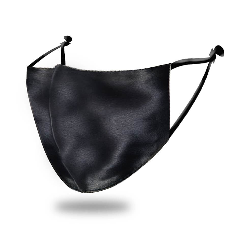 100% Mulberry Silk Face Cover with 7 pcs Melt Blown Cotton Pad (Size 22.5x14 Cm) - Black