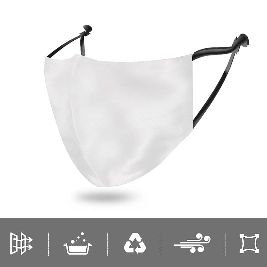 100% Mulberry Silk Face Cover with 7 pcs Melt Blown Cotton Pad (Size 22.5x14 Cm) - White