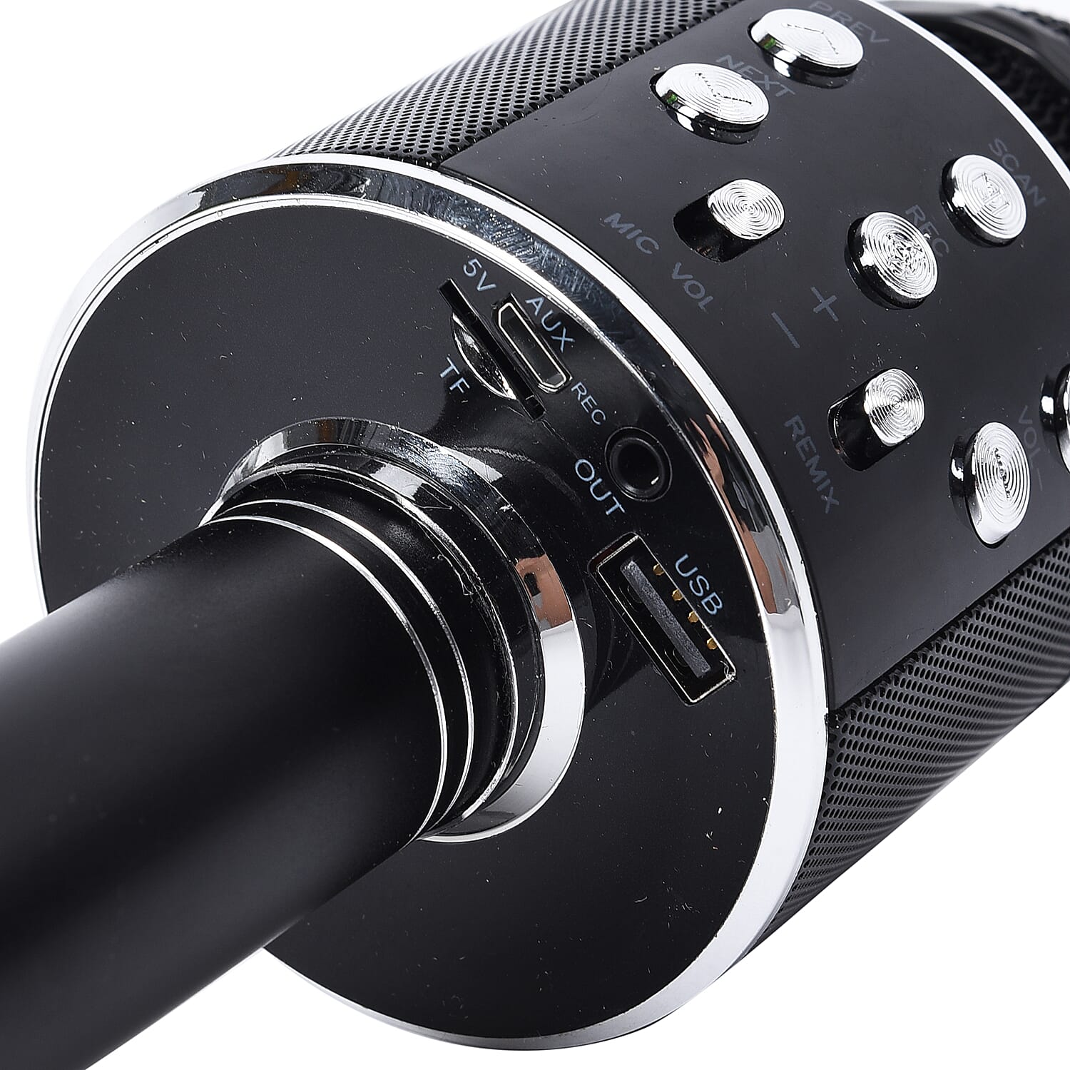 Wireless Karaoke Microphone Speaker with Bluetooth & USB Cable - Black