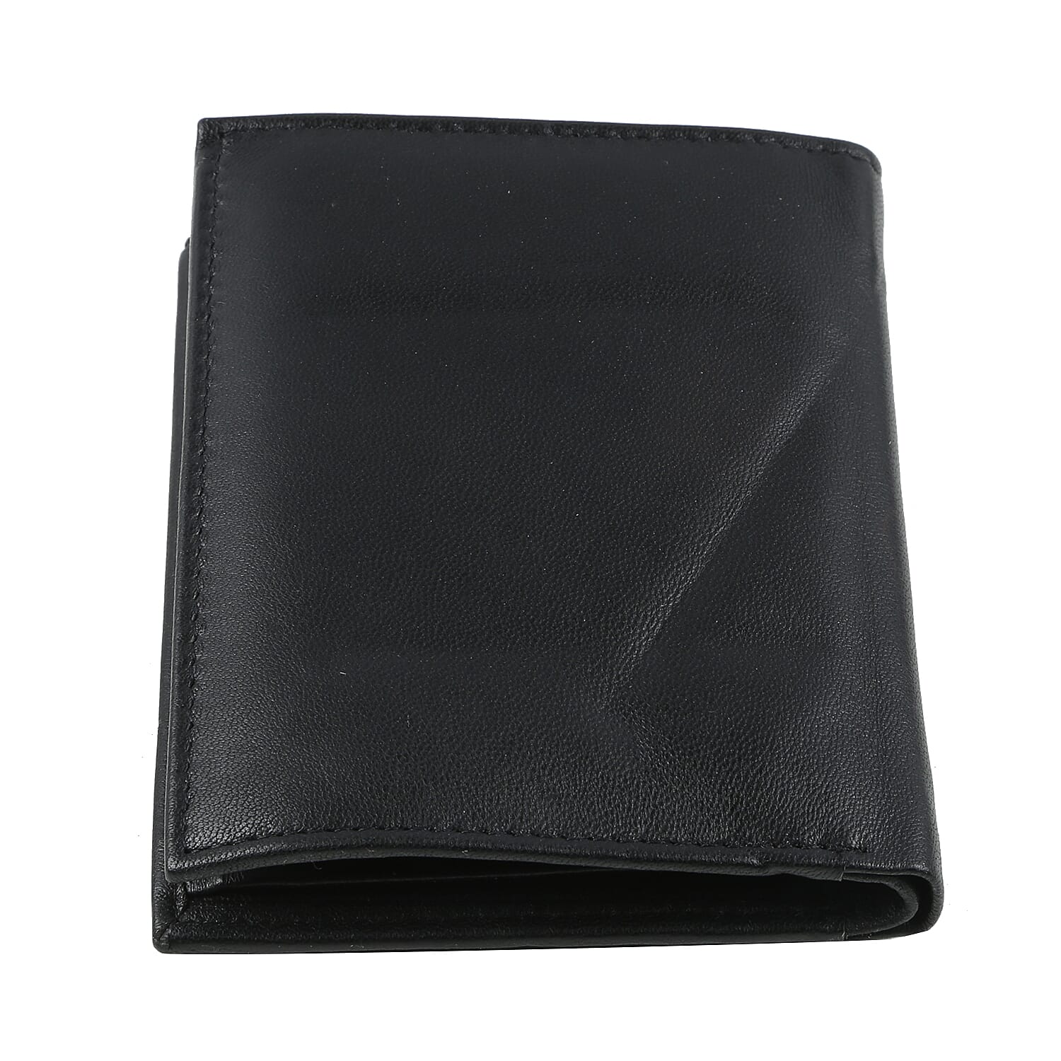 Close Out Deal- THOMAS CALVI 100% Genuine Leather Wallet with Gift Box- Black with Flap Cover