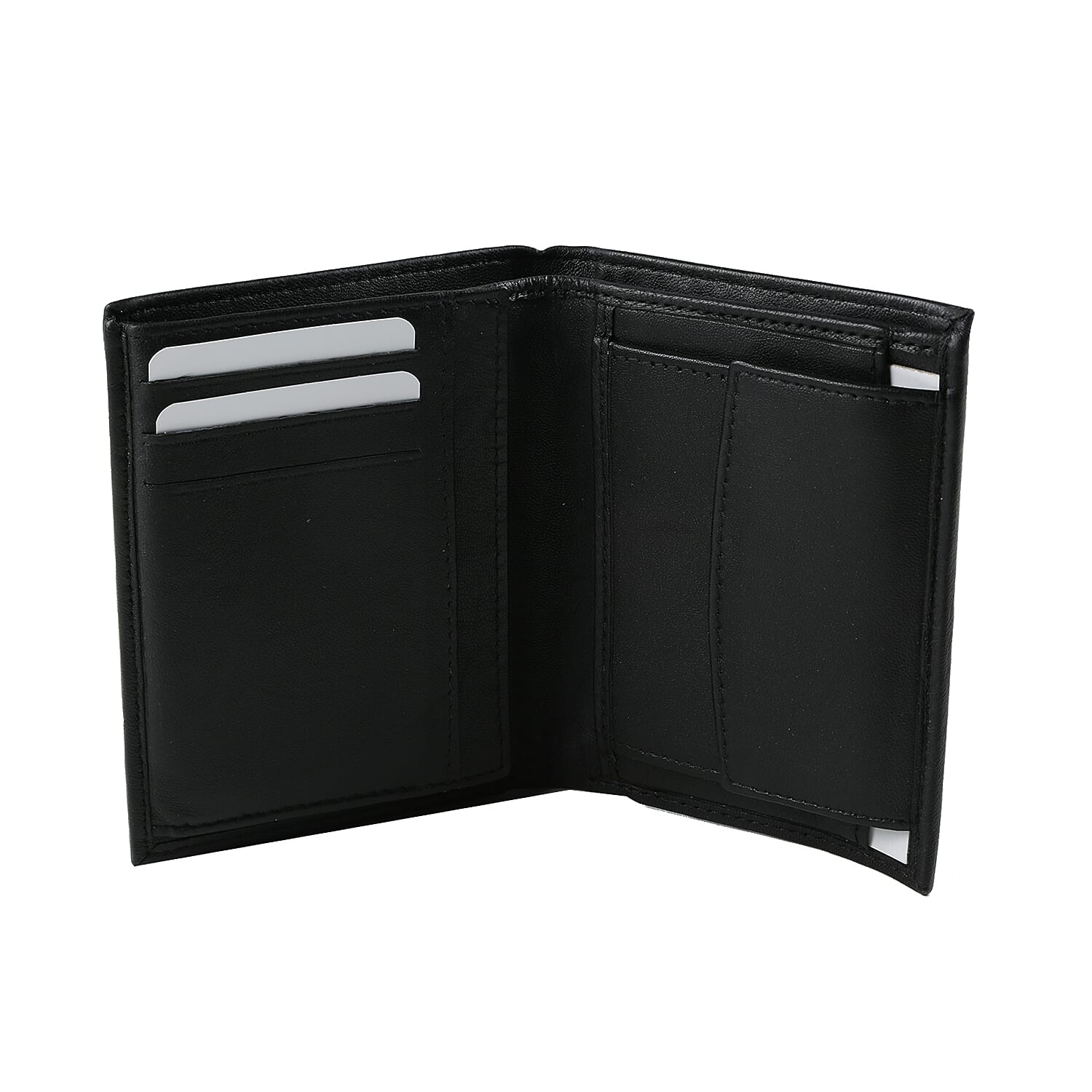 Close Out Deal- THOMAS CALVI 100% Genuine Leather Wallet with Gift Box- Black with Flap Cover