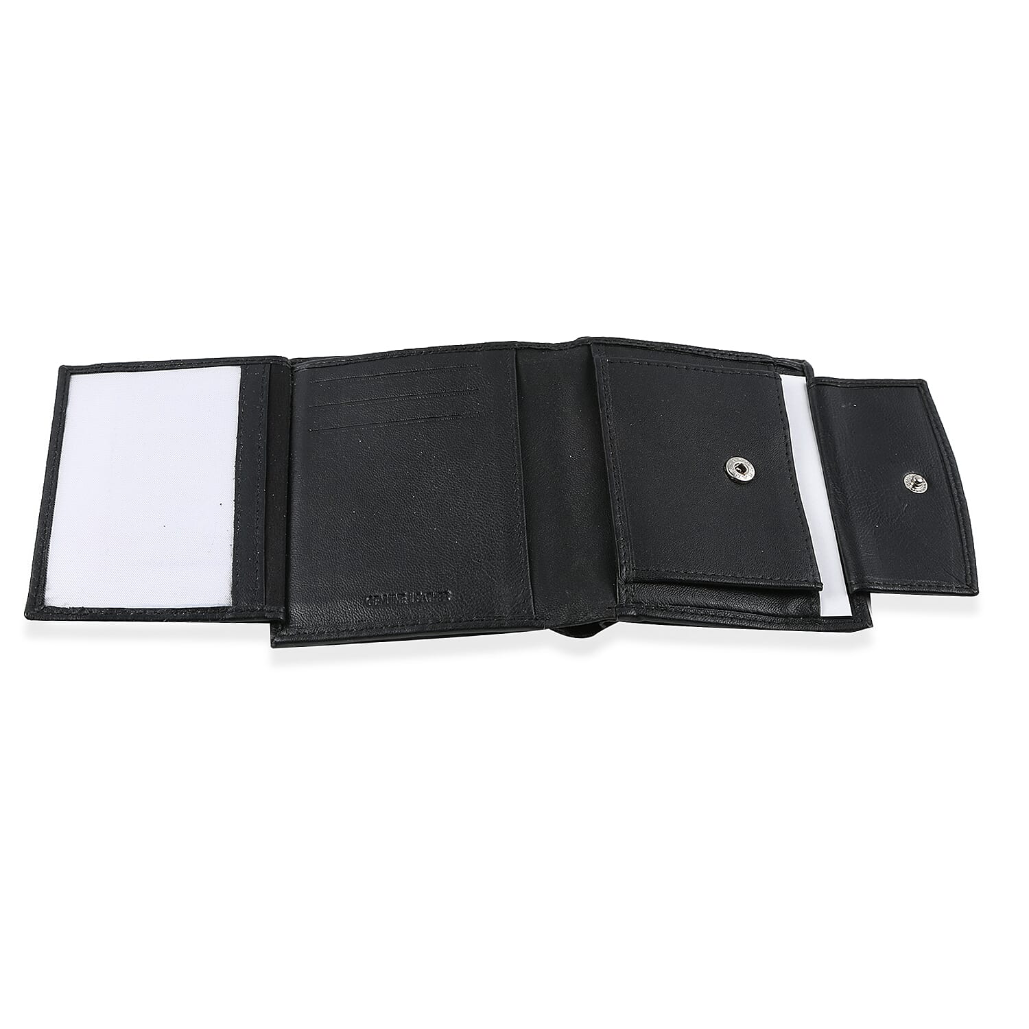 Close Out Deal- THOMAS CALVI 100% Genuine Leather Wallet with Gift Box- Black with Flap Cover