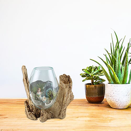 Jardin de Bali - Vase on Gamal Wood (Height 12-15Cm)