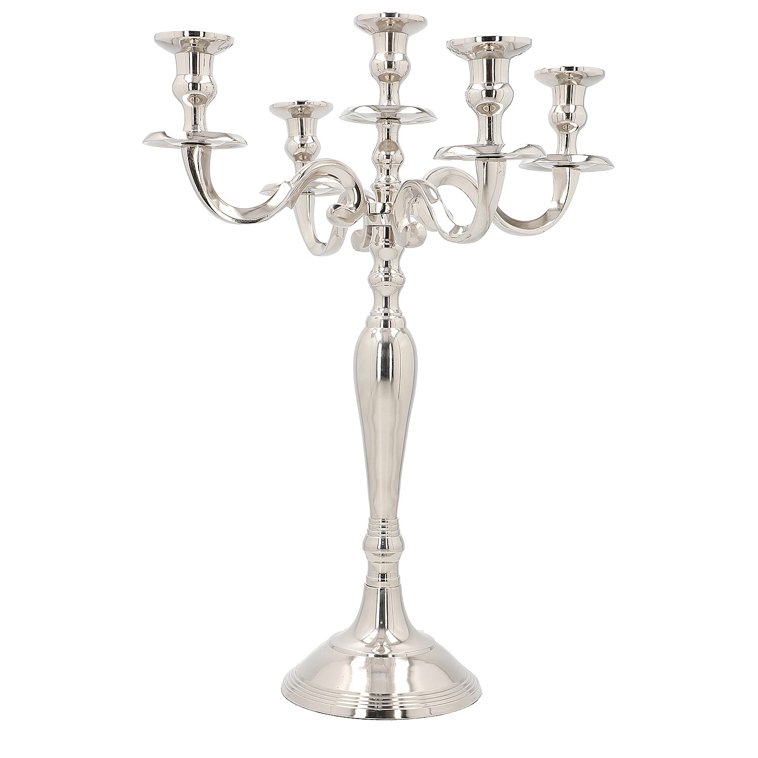 5 Arms Candelabra Silver Tone (5 Candles) (H-50 Cm)