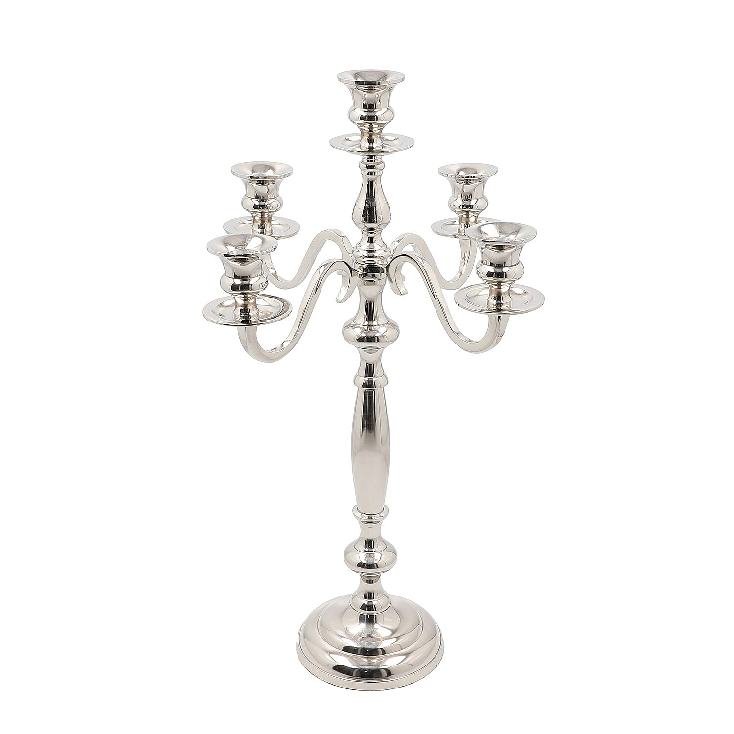 5 Arms Candelabra Silver Tone (5 Candles) (H-50 Cm)