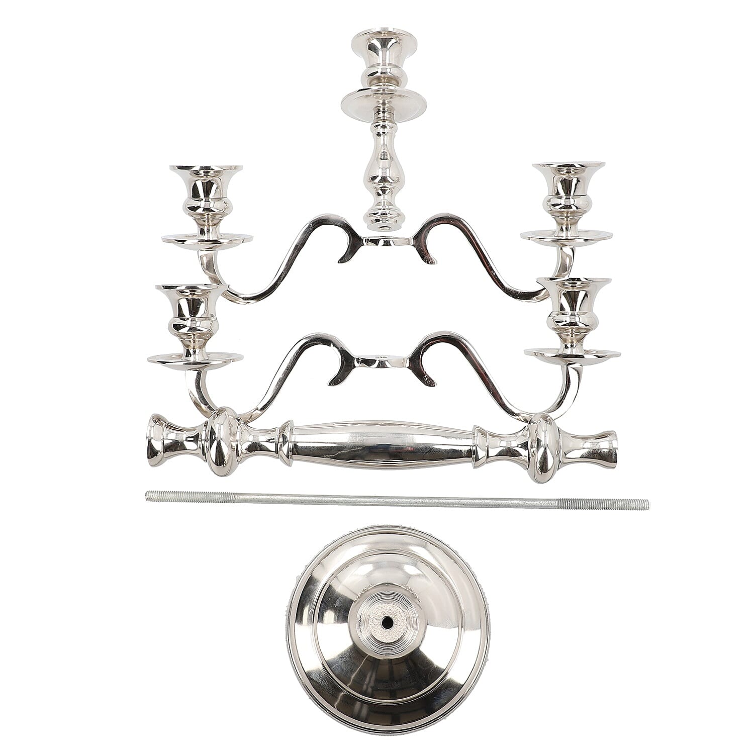5 Arms Candelabra Silver Tone (5 Candles) (H-50 Cm)