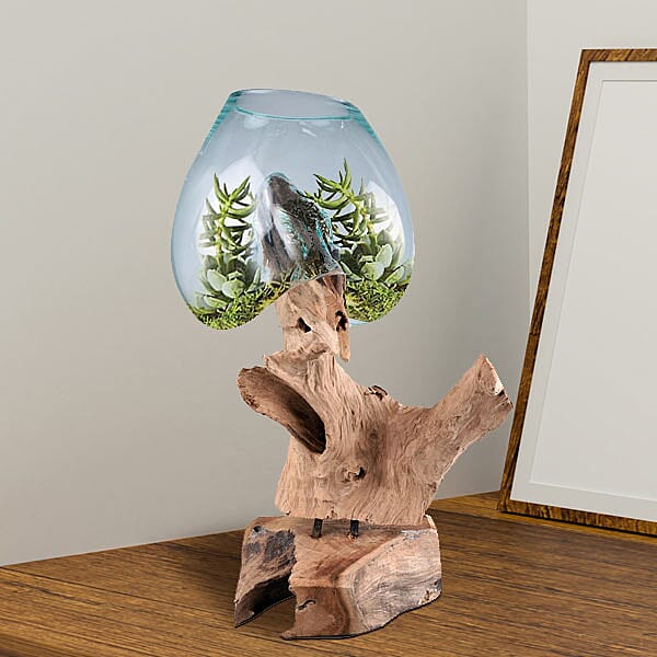 Jardin de Bali - One Vase Stand on Teak Wood (Height 40cm)