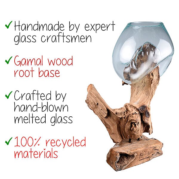 Jardin de Bali - One Vase Stand on Teak Wood (Height 40cm)