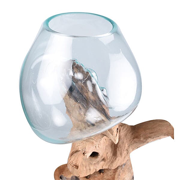 Jardin de Bali - One Vase Stand on Teak Wood (Height 40cm)