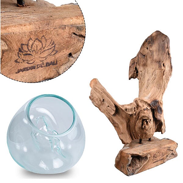 Jardin de Bali - One Vase Stand on Teak Wood (Height 40cm)