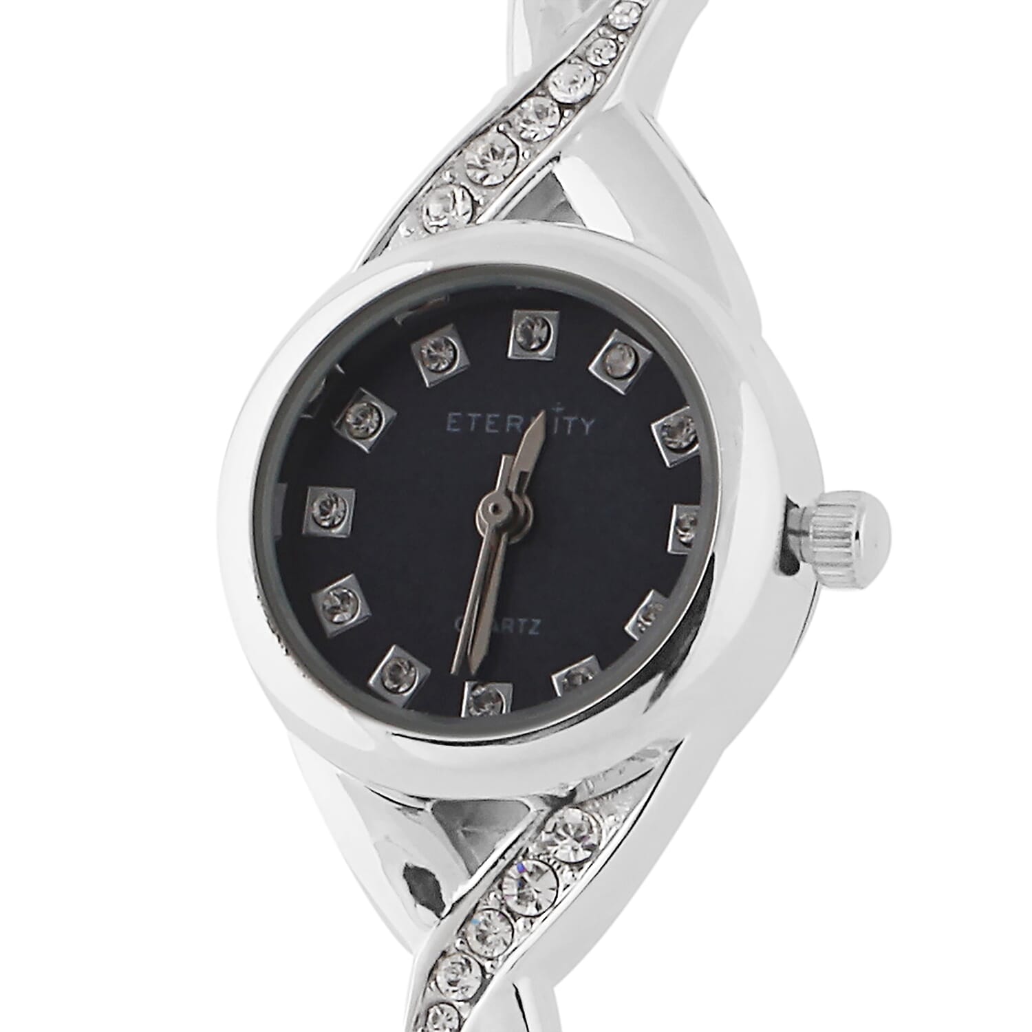 ETERNITY  Studded Ladies Bracelet Watch with Blue Dial (Size 7.5) in Silver Tone