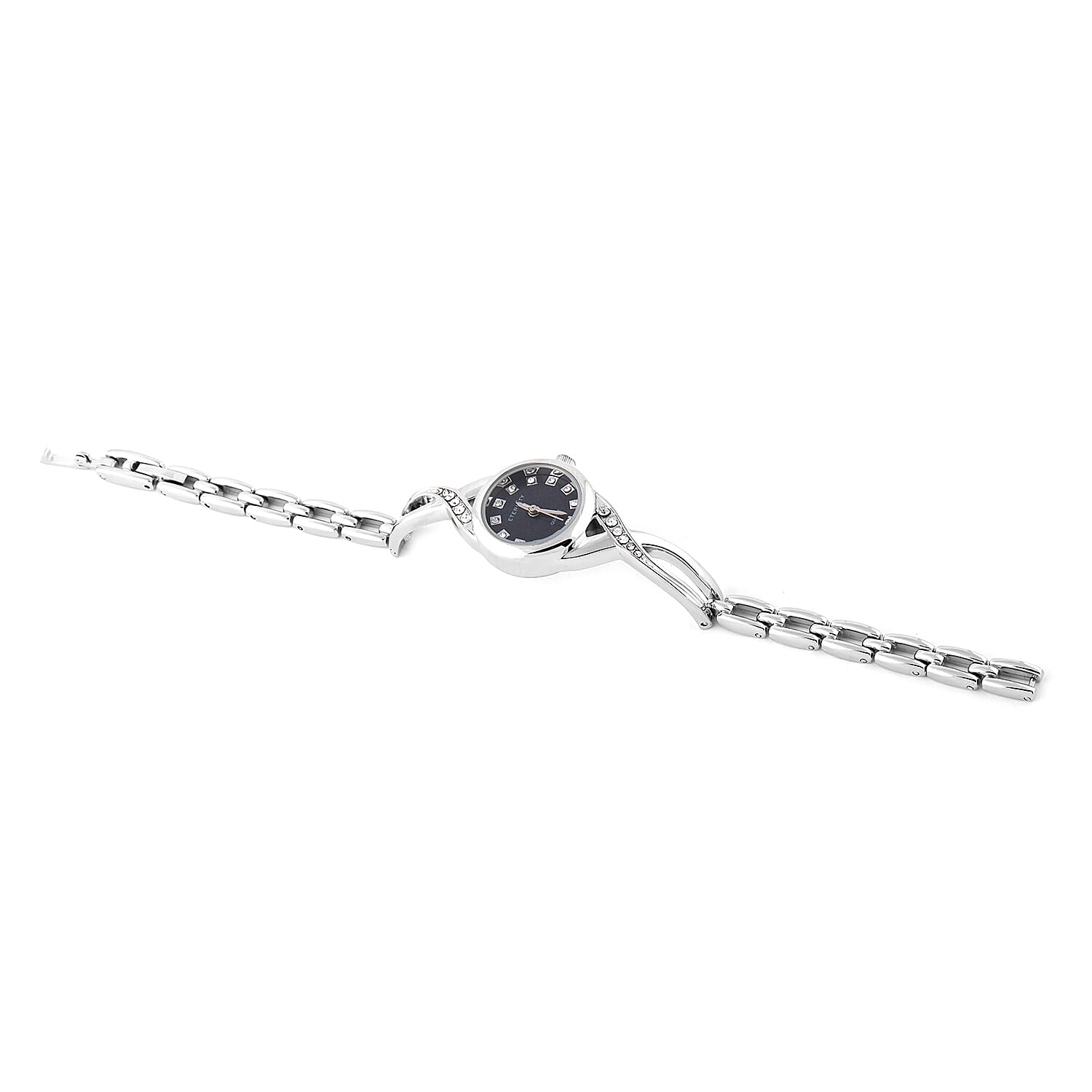 ETERNITY  Studded Ladies Bracelet Watch with Blue Dial (Size 7.5) in Silver Tone