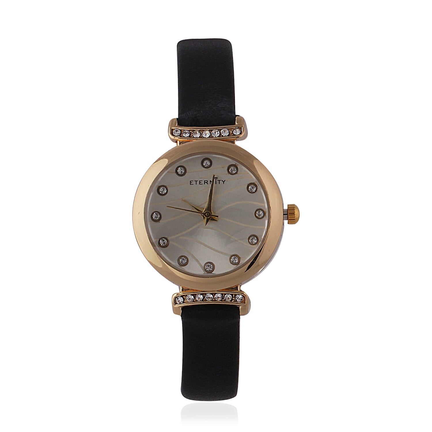 ETERNITY  Studded Ladies Watch with a Genuine Leather Strap - Gold Tone