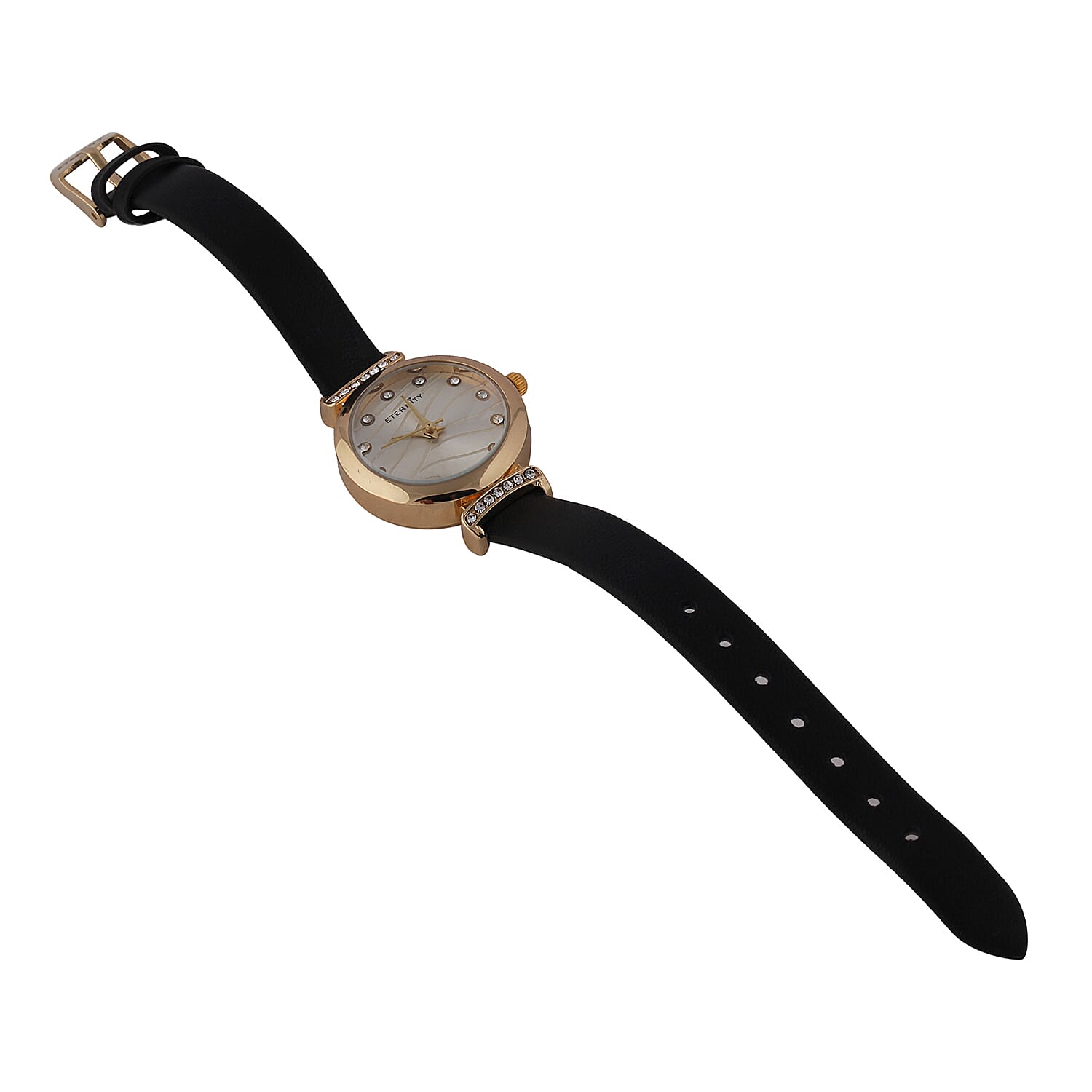 ETERNITY  Studded Ladies Watch with a Genuine Leather Strap - Gold Tone