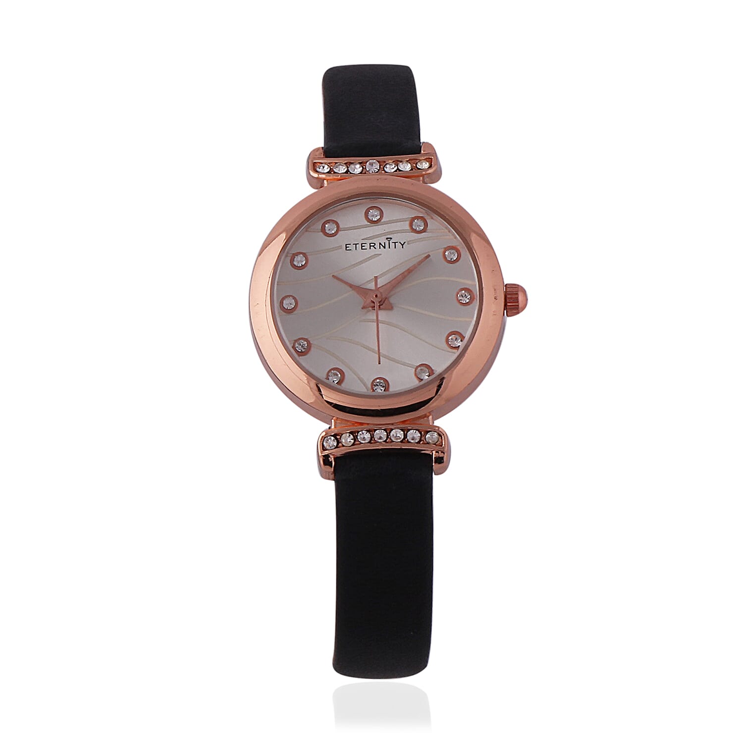 ETERNITY  Studded Ladies Watch with a Genuine Leather Strap - Rose Gold Tone