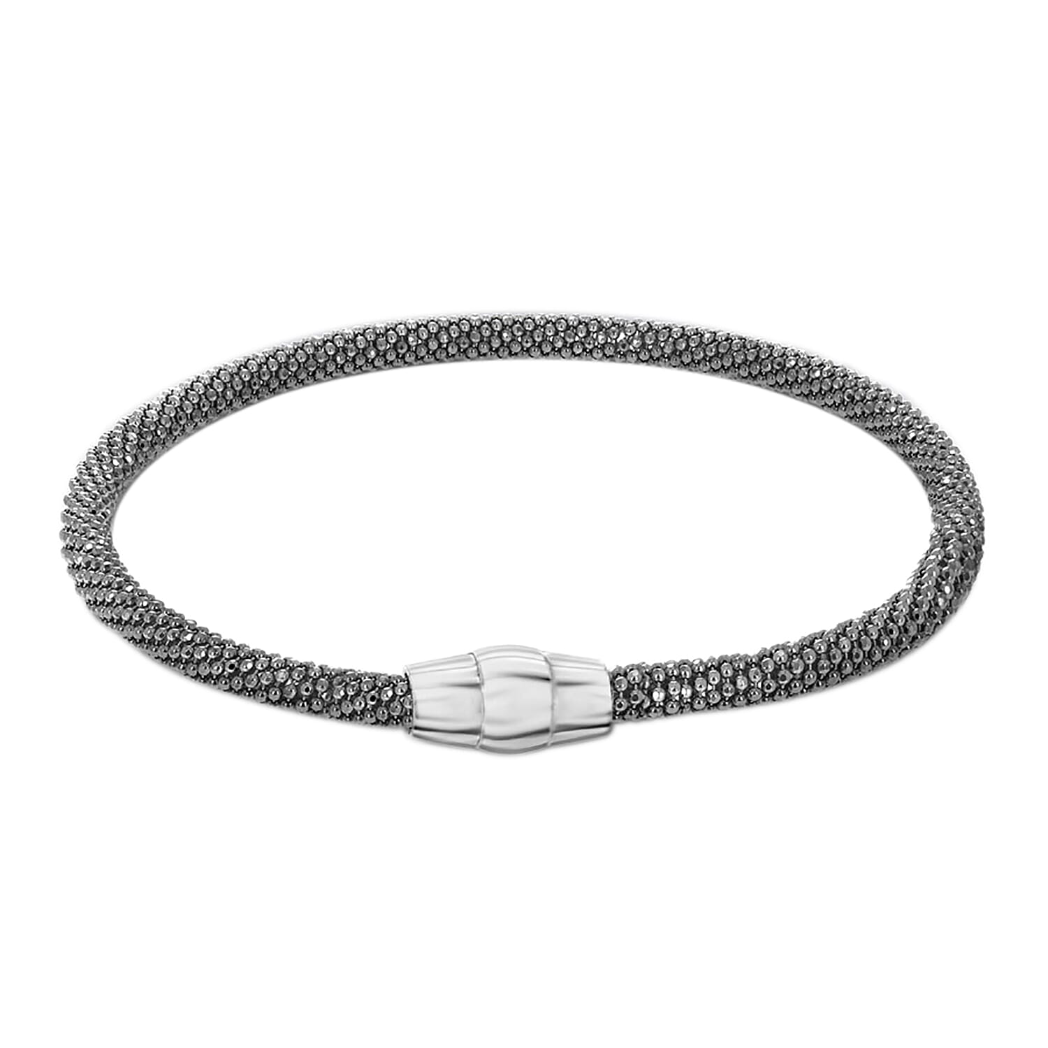 Sterling Silver Sparkle Bracelet With Magnetic Lock (Size 7.5).Silver Wt 8.25 Gms